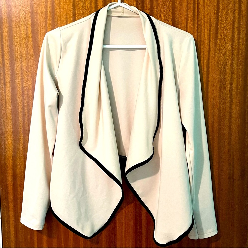 Elegant Cream Cardigan with Black Trim